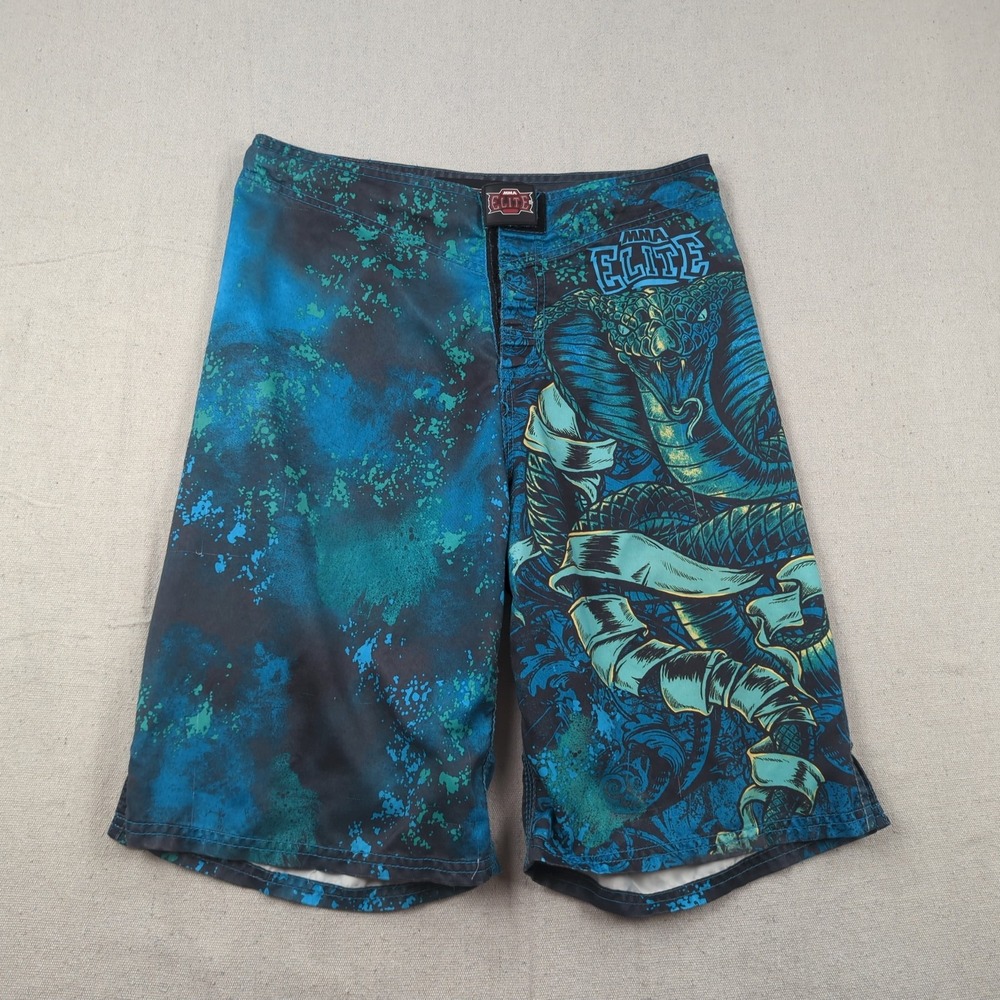 MMA Elite Swim Shorts Small Green Graphic AOP